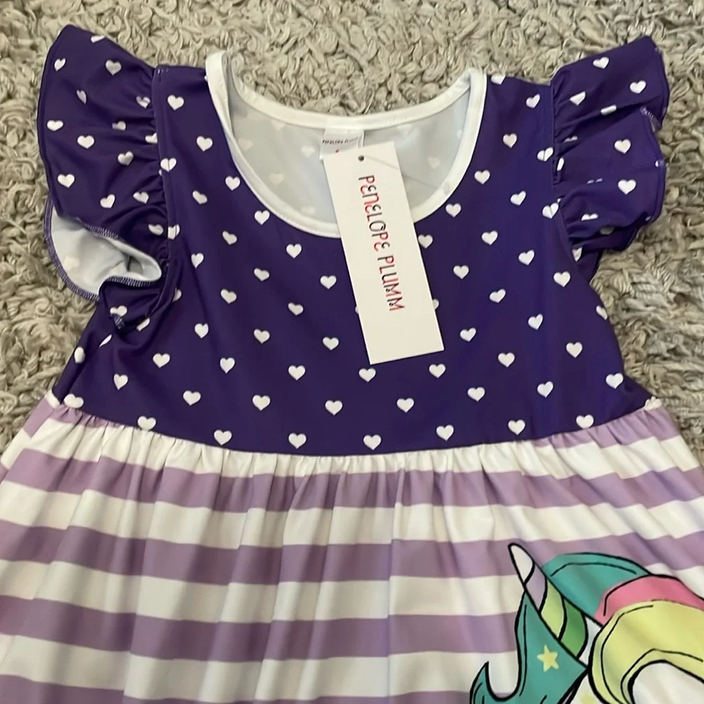 NWT Penelope Plumm Rainbow Unicorn Dress, Size 6